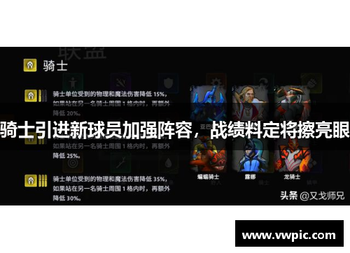 骑士引进新球员加强阵容，战绩料定将擦亮眼